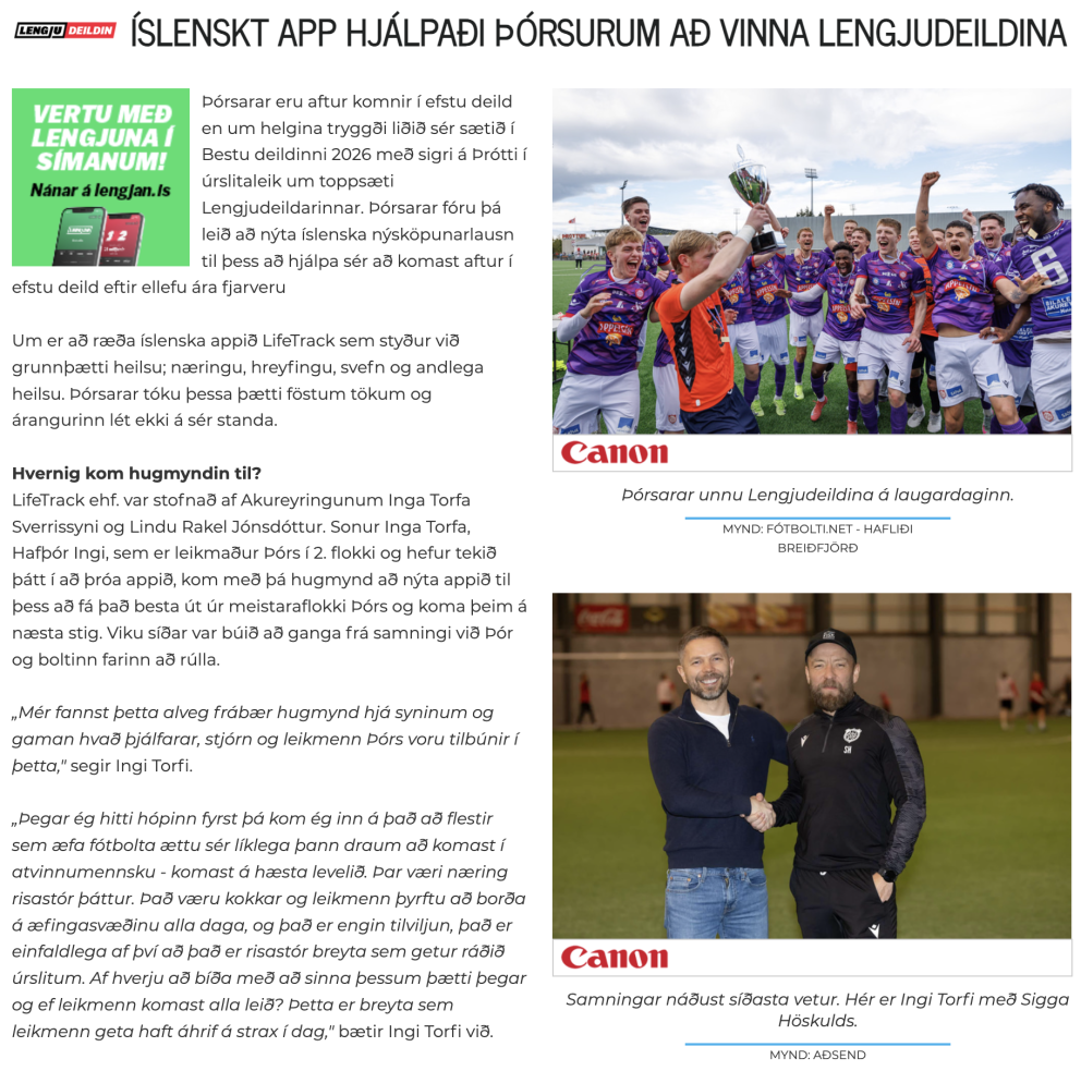 LifeTrack hjálpaði Þórsurum að vinna Lengjudeildina.